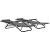 Image de vidaXL Bains de soleil pliants 2 pcs. avec repose-pieds Gris