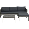 Image de vidaXL Ensemble de salon de jardin 3 pièces avec coussins Poly rotin gris