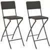 Image de Vidaxl Folding Bar Chairs 2 Pcs Hdpe And Steel Brown Rattan Look