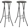 Image de Vidaxl - Tabouret De Bar Pliable Lot De 2 Pehd Et Acier Aspect Rotin