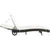 Image de vidaXL Chaise longue avec roulettes et support Poly rotin brun