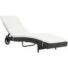 Image de Vidaxl - Chaise Longue Avec Roues Et Coussin Résine Tressée Noir