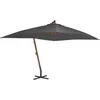 Image de Vidaxl   Parasol Suspendu En Bois Anthracite 400x300cm   Toile Polyester Anti-uv   Mât En Bambou Avec Système À Manivelle   Base Croisée Stable