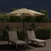 Image de vidaXL Parasol avec lampes LED et mât en acier 300 cm Taupe