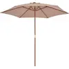 Image de vidaXL Parasol avec mât en bois 270 cm Taupe
