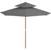 Image de vidaXL Parasol avec aération et mât en bois 270 cm Anthracite