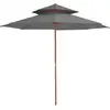 Image de Vidaxl - Parasol Double Avec Mât En Bois 270 Cm Anthracite