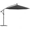 Image de vidaXL Parapluie avec éclairage LED et mât en acier 300 cm Anthracite