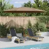 Image de vidaXL Parasol avec mât en bois 350 cm Taupe