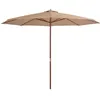 Image de Parasol D'Extérieur Avec Mât En Bois 350 Cm Taupe Vidaxl