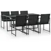 Image de Vidaxl - Mobilier À Dîner De Jardin 7pcs Et Coussins Résine Tressée Noir