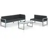 Image de Vidaxl   Ensemble De Salon De Jardin 3 Pièces En Aluminium Noir   Coussins Épais Résistants À L'Eau   Idéal Pour Terrasses Et Jardins