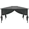 Image de Pavillon de jardin avec rideau aluminium 4×3×2,6 m Noir