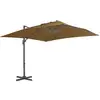 Image de Vidaxl - Parasol, Parasol De Jardin Pour Balcon, Terrasse, Piscine En Porte-à-faux Avec Mât En Aluminium 300x300 Cm Taupe