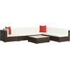 Image de vidaXL Ensemble de salon de jardin 7 pièces avec coussins Poly rotin brun