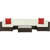 Image de Vidaxl Salon De Jardin 7 Pcs Avec Coussins Résine Tressée Marron