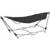 Image de Vidaxl   Hamac Sur Pied Pliable Noir   Tissu Oxford 600d Résistant   Cadre En Acier Thermolaqué   Dimensions 241 X 76 X 70 Cm
