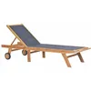 Image de Vidaxl - Chaise Longue Pliable Avec Roulettes Teck Massif Et Textilène