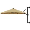 Image de Vidaxl   Parasol Mural Taupe 300 Cm   Mât En Métal Avec Système À Manivelle   8 Nervures   Tissu Polyester Anti-uv Et Anti-décoloration
