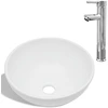 Image de vidaXL Salle de bain lavabo avec mitigeur céramique ronde blanc