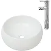 Image de vidaXL Salle de bain lavabo avec mitigeur céramique ronde blanc