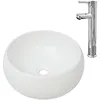 Image de Lavabo De Salle De Bain Avec Mitigeur Céramique Rond Blanc