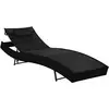 Image de Chaise Longue Avec Oreiller Résine Tressée Noir Vidaxl