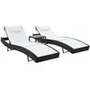 Image de Chaises Longues Lot De Avec Table Résine Tressée Textilène Noir Vidaxl