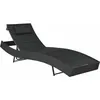 Image de Chaise Longue Résine Tressée Et Textilène Noir Vidaxl