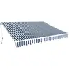 Image de Auvent Pliable Manuel 350 Cm Bleu/blanc
