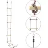 Image de Vidaxl   Échelle De Corde Pour Enfants 290 Cm   8 Marches En Pin Massif   Corde En Pe Résistante Aux Intempéries   Pour Enfants De 3 À 12 Ans