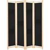 Image de Cloison De Séparation 4 Panneaux Noir 160x170x4 Cm Tissu