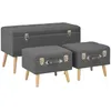 Image de Vidaxl - Tabourets De Rangement Lot De 3 Gris Foncé Tissu