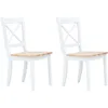 Image de Vidaxl - Chaises À Manger Lot De 2 Blanc Et Bois Clair Bois Hévéa Massif