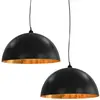 Image de vidaXL Plafonniers 2 pcs. noir et or hémisphérique 50cm E27