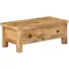 Image de Vidaxl   Table Basse Fixe 90x45x35 Cm En Bois De Manguier Massif   Finition Laquée   2 Tiroirs Pratiques Pour Rangement