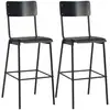 Image de Vidaxl - Chaises De Bar Lot De 2 Noir Contreplaqué Solide Et Acier