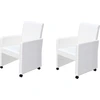 Image de vidaXL Chaise de salle à manger 2 pcs. Blanc Similicuir