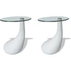 Image de Tables basses 2 pcs. avec plateau rond en verre blanc brillant
