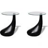 Image de vidaXL Tables basses 2 pcs. avec plateau rond en verre noir brillant