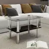 Image de Table Basse Avec 2 Étagères Verre Vidaxl