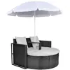 Image de Lit de jardin avec parasol Marron Poly Rattan
