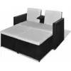 Image de vidaXL Ensemble salon de jardin 4 pièces avec coussins Poly rotin noir