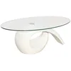 Image de vidaXL Table basse avec plateau en verre ovale blanc brillant
