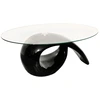 Image de vidaXL Table basse avec plateau en verre ovale noir brillant