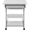 Image de vidaXL Table d'ordinateur Chariot d'ordinateur PC Table de bureau Ordinateur portable sur roulettes blanc