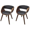 Image de vidaXL Chaise de salle à manger 2 pcs. Marron Bois courbé et similicuir