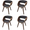 Image de vidaXL Chaises de salle à manger 4 pcs. Marron Bois courbé et similicuir