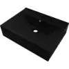 Image de vidaXL Vasque de luxe en céramique Rectangulaire Noir avec trou pour robinet 60x46 cm