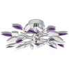 Image de vidaXL Plafonnier Blanc & Violet Feuilles acryliques 3 × ampoules E14